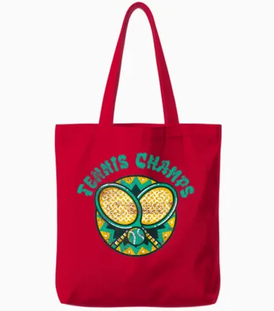 Tennis Champs Sports Champions Tote Bags - Red