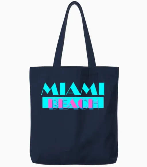Miami Beach Summer & Gift Tote Bags in Navy