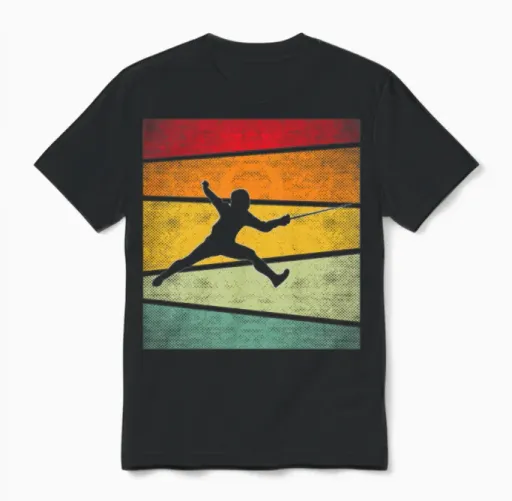 Fencing Retro Unisex T-Shirt in Black