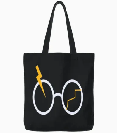 Embroidery Funny Tote Bags - Black
