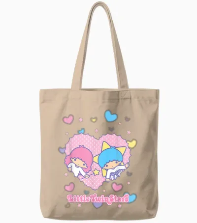 Little Twin Stars Retro Logo Valentine Tote Bags - Natural