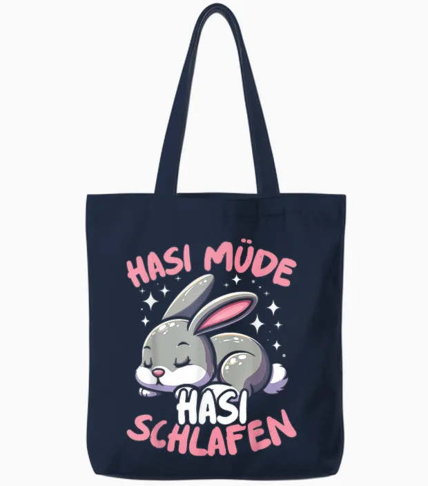 Hasi Müde Hasi Schlafen Lustiges Süßes Schlafshirt Damen Tote Bags in Navy
