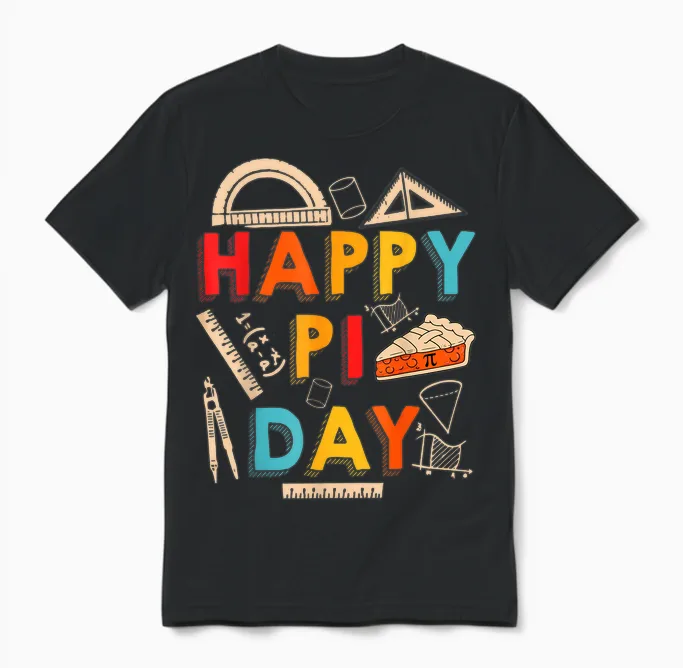 Happy Pi Day, Math Teacher, Math Lover Unisex T-Shirt in Black