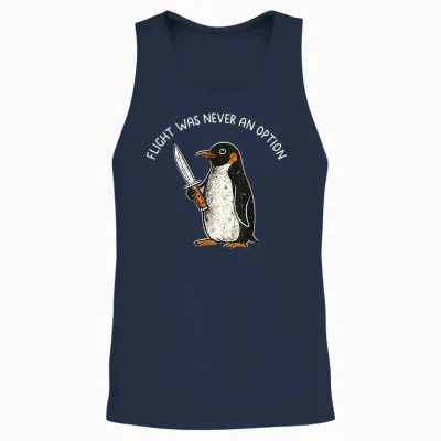 Flight Was Never an Option Funny Penguin with Knife Unisex Tank Top - Navy
