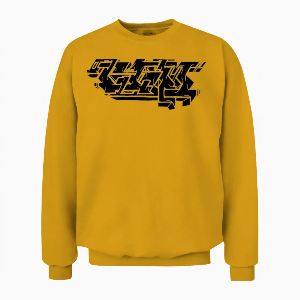 Graffiti Piece - Black Unisex Sweatshirt in Gold