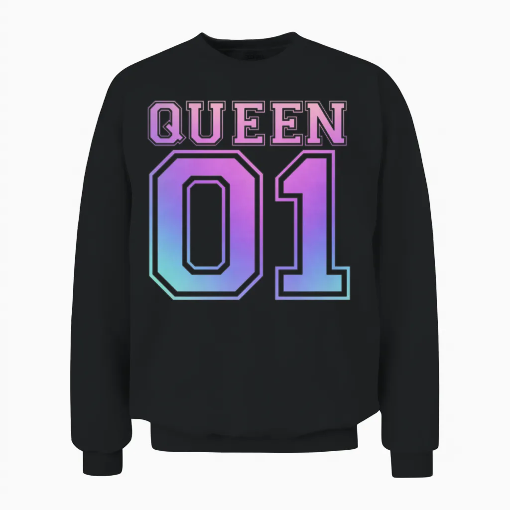 Queen 01 Couple Partner Love Gift Valentine Lover Unisex Sweatshirt in Black