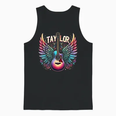 Girl Retro Taylor Custom Name Groovy 80s T-Shirt, Black, S Unisex Tank Top - Black
