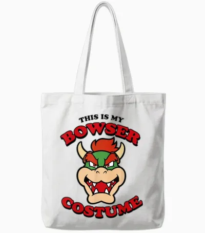 Nintendo Super Mario Bowser Costume Graphic Tote Bags - White