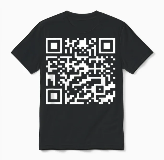 Qr Code with Funny Hidden Message Unisex T-Shirt in Black