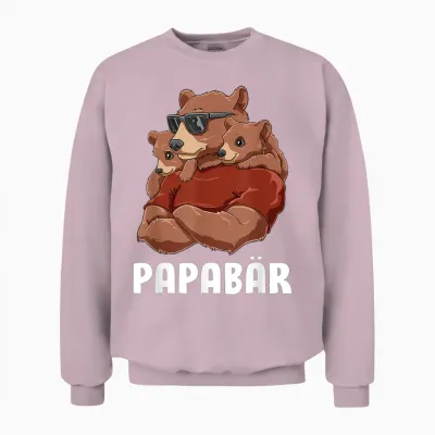 Papa Bear Sibling Clamp Daughter Son Dad Father's Day T-Shirt, Black Unisex Sweatshirt - Light Pink