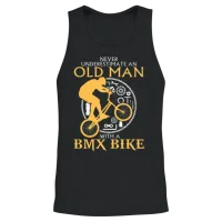 Old Man with a Bmx Bike Cycling Unisex Tank Top - Black – 2