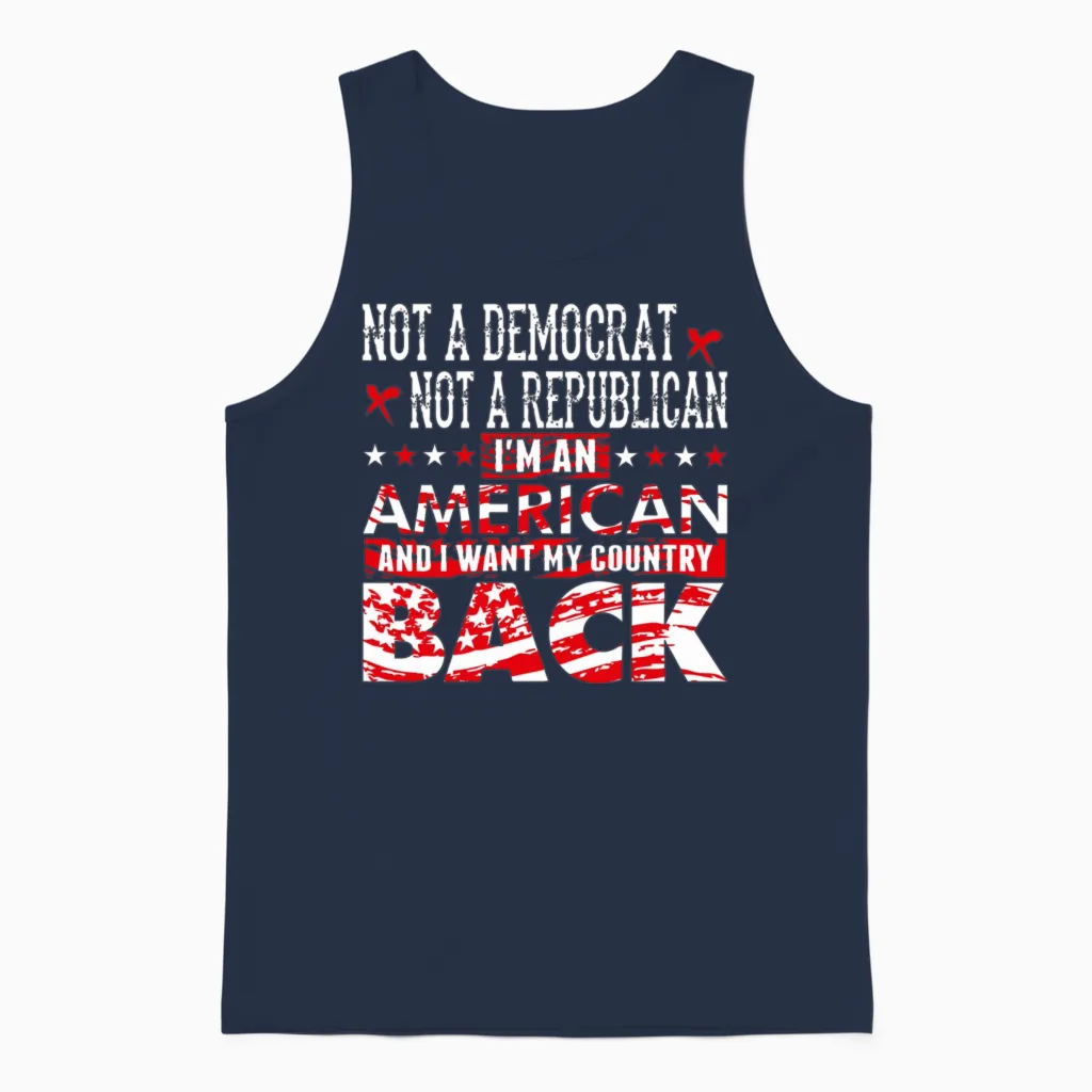 American - Not a Democrat Not a Republican I'm A Unisex Tank Top in Navy