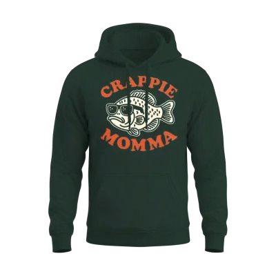 Crappie Momma Retro Fishing Unisex Hoodie - Forest