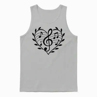 Music Heart Passion Pattern Musician with Treble Clef Unisex Tank Top - Ash