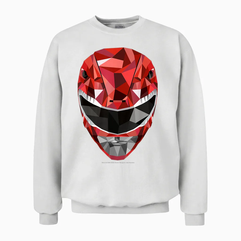 Power Rangers Red Ranger Polygon Helmet Unisex Sweatshirt in White