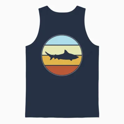 Shark Retro Unisex Tank Top - Navy