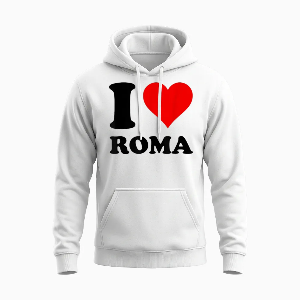 Rotes Herz Ich Liebe Roma Unisex Hoodie in White