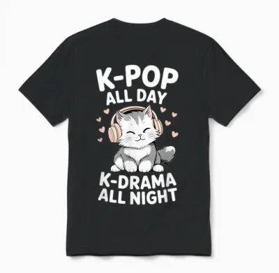 K-Pop All Day K-Drama All Night Drame Coréen Drama Drama Unisex T-Shirt - Black