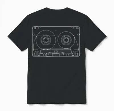 Retro Mix Tape Audio Cassette Unisex T-Shirt - Black