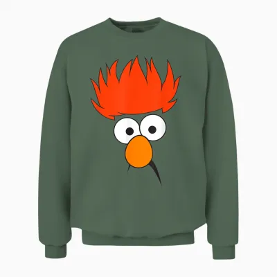 The Muppets Beaker Face T-Shirt, Gray Unisex Sweatshirt - Military Green