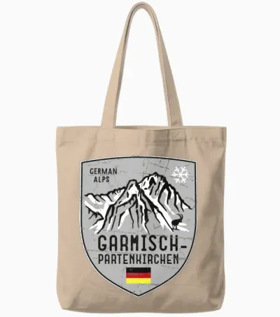 Garmisch Mountain Germany Emblem Tote Bags - Natural