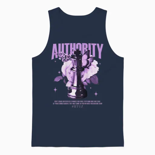 Modern Hip Hop Vintage Graffiti Urban Backprint Streetwear T-Shirt, Black Unisex Tank Top in Navy