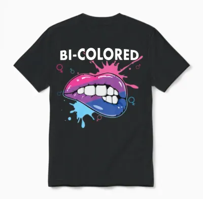 Bi-Colored Bisexual Rainbow Pride Bisexuality Lgbt Unisex T-Shirt - Black