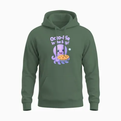 Sweet Octopus Design Is a Cute, Viral Kids Shirts Unisex Hoodie - Military Green