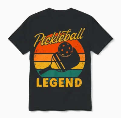 Pickleball Legend Retro Sunset Unisex T-Shirt - Black