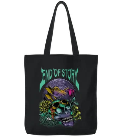 The End Ofstory Tote Bags - Black