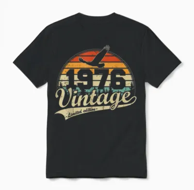 Vintage 1976 Anniversaire 50 Ans Cadeau Pour Hommes Femmes Unisex T-Shirt - Black