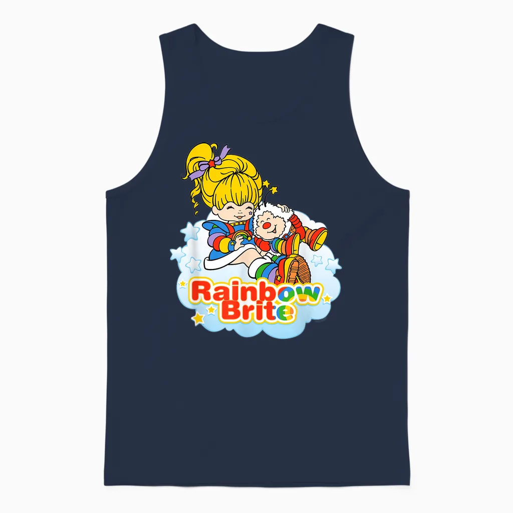 Rainbow Brite & Twink Best Friends Forever T-Shirt, White, S Unisex Tank Top in Navy
