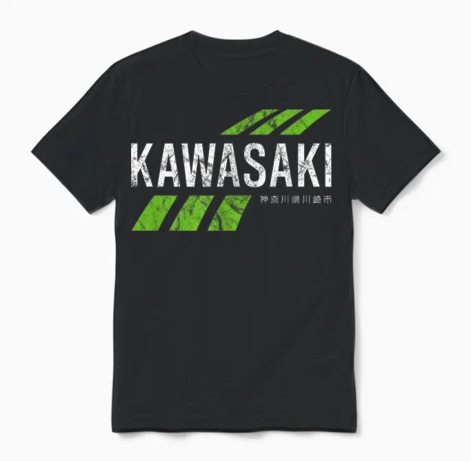 Retro Vintage Kawasaki Green City Men's Or Unisex T-Shirt in Black