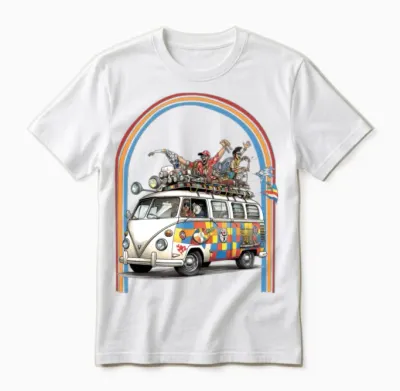 Racing Hippie Van Retro Unisex T-Shirt - White