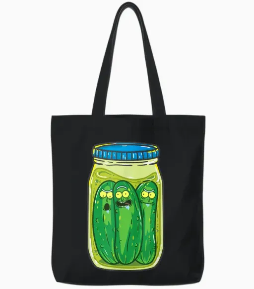 Mademark X Rick and Morty - Pickle Rick Jar Rick & Morty Tote Bags - Black