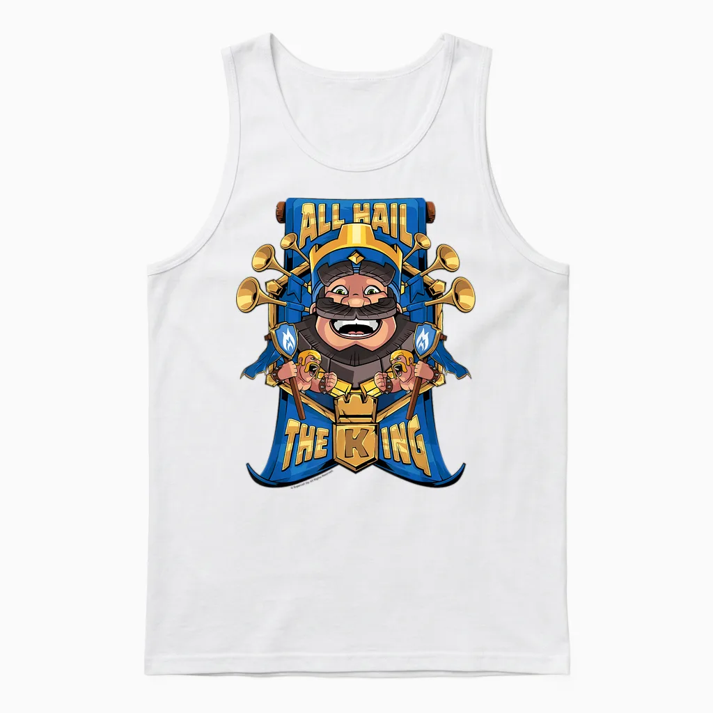 Clash Royale All Hail the King Epic Royal Portrait Unisex Tank Top in White