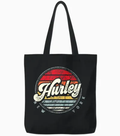 Retro Hurley Home State Cool 70s Style Sunset Tote Bags - Black
