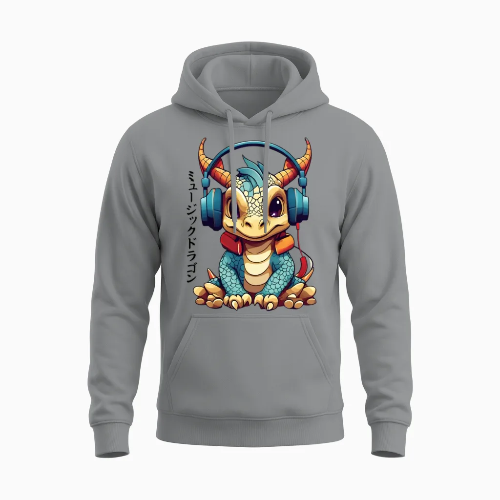 Japanese Music Dragon - Lovers Unisex Hoodie in Sport Grey