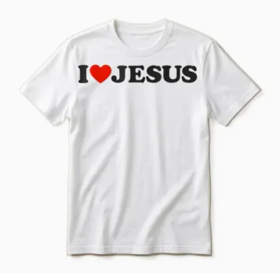 I Love Jesus Christ Christian Clothing T-Shirt, White, S Unisex T-Shirt - White
