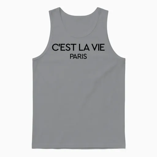 C'est La Vie Paris France Vacation That's Life Unisex Tank Top in Sport Grey