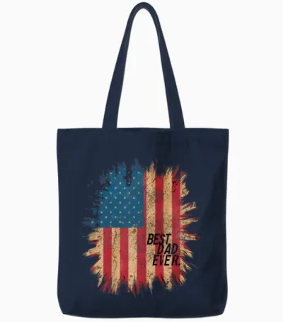 Father's Day Usa American Flag Best Dad Ever Tote Bags - Navy