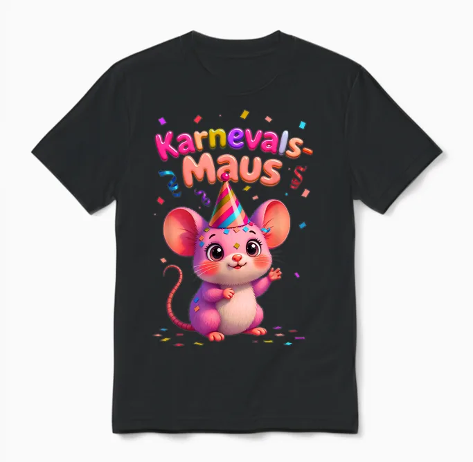Carnival Mouse Cute Fancy Dress Motif for Women and Children Unisex T-Shirt in Black