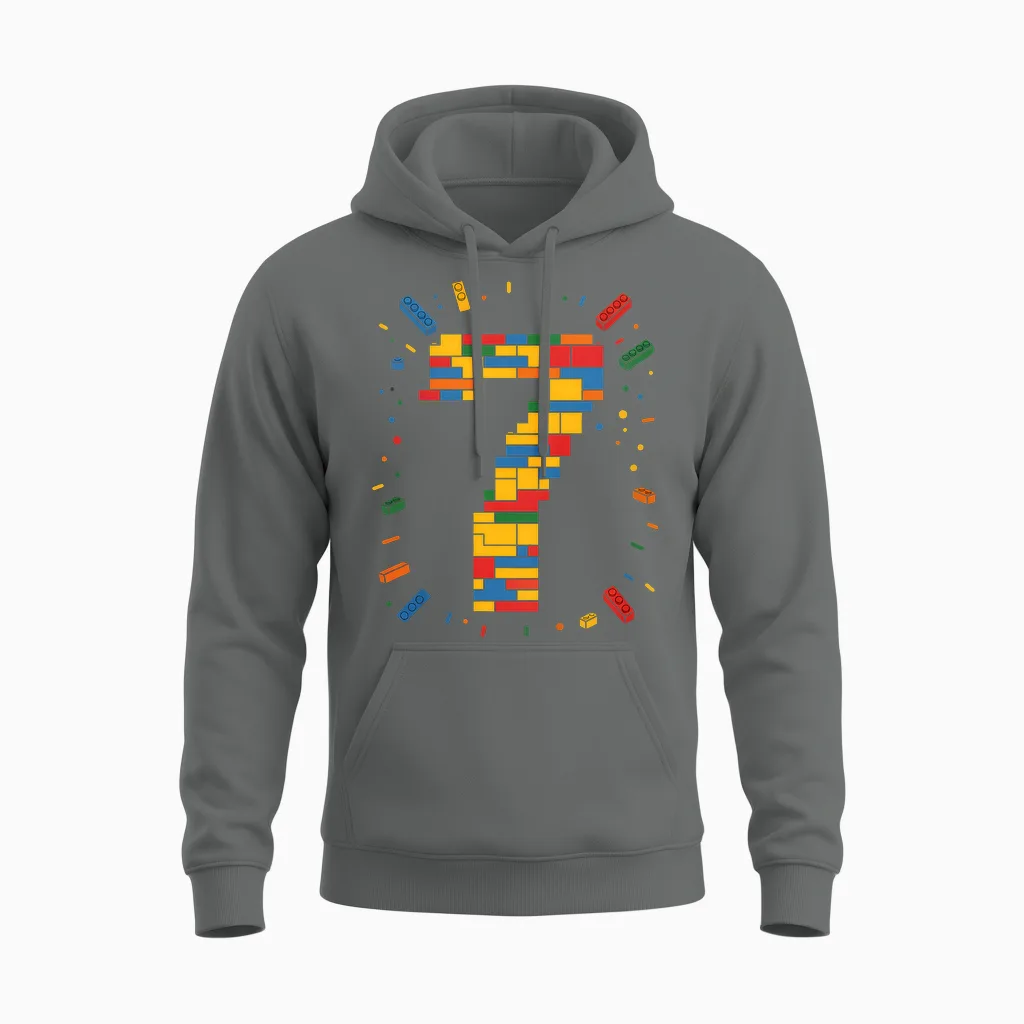 Ich Bin 7 Bausteine Geburtstag Klemmbausteine 7. Geburtstag Unisex Hoodie in Graphite Heather