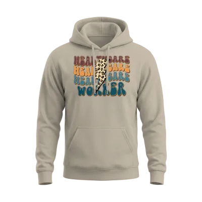 Retro Leopard Healthcare Worker Unisex Hoodie - Sand
