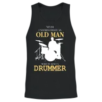 Old Man Drummer Drums Unisex Tank Top - Black – 2