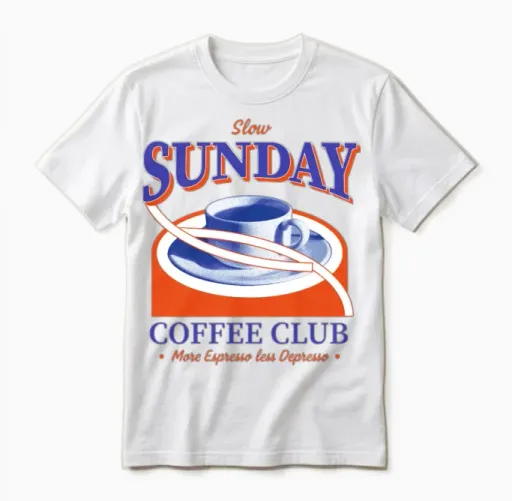 Slow Sunday Coffee Club Unisex T-Shirt in White