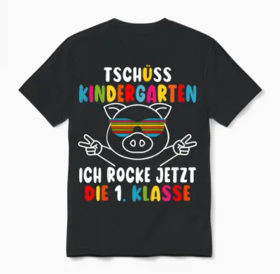 Kita Abschluss 2026 Tschüss Kindergarten Hallo 1. Klasse Unisex T-Shirt - Black
