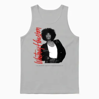 Whitney Houston Photo Mug and Pink Nameplate Unisex Tank Top - Ash