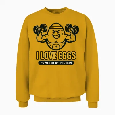I Love Eggs – Protein Powered Gym Humor Unisex Sweatshirt - Gold