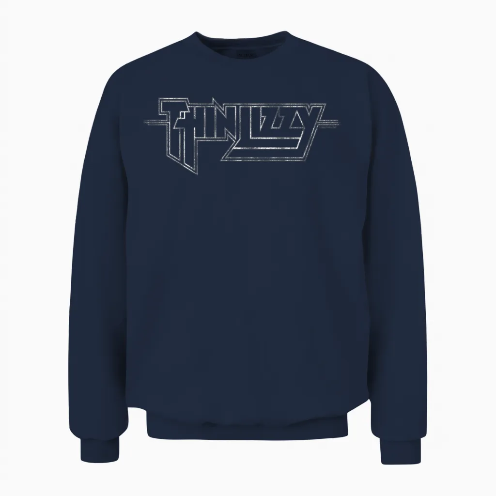 Thin Lizzy Super Hero Logo T-Shirt Haut De Gamme Unisex Sweatshirt in Navy
